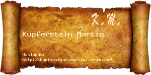 Kupferstein Martin névjegykártya